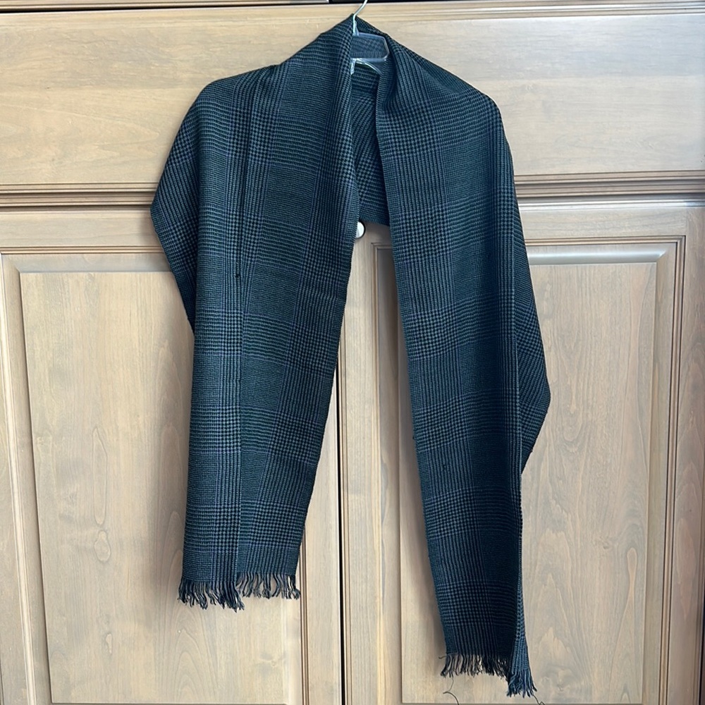 Vintage new Ralph Lauren 100% wool plaid checkered houndstooth microprint scarf - Picture 1 of 5